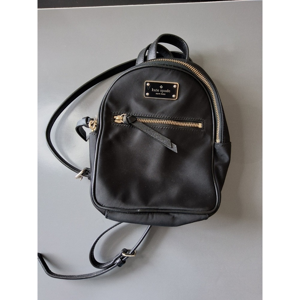Kate Spade Wilson Road Smallβ Bradley Backpack Black Nylon Gold Leather Straps